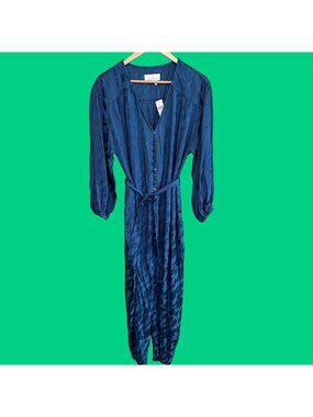 Anthropologie Blue Pants JumpsuitWith Belt Size M